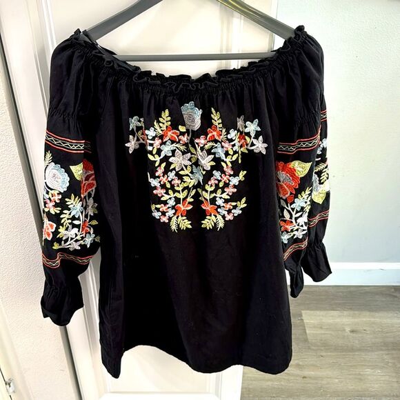 Free People Fleur Du Jour Black Floral long sleeve Embroidered Mini Dress XS-M - Picture 3 of 10